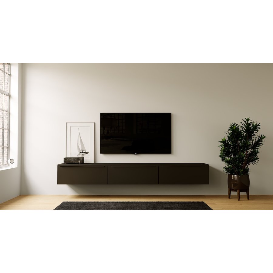 Levana Turin Zwart 300 cm TV Wandmeubel Levana Turin Zwart 300 cm TV Wandmeubel
