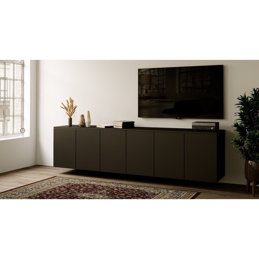 Neve Turin 270 cm Zwevend Dressoir Zwart Neve Turin 270 cm Zwevend Dressoir Zwart