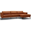 Elton 3-Zits + Chaise Lounge Leer Cognac Rechts/Links