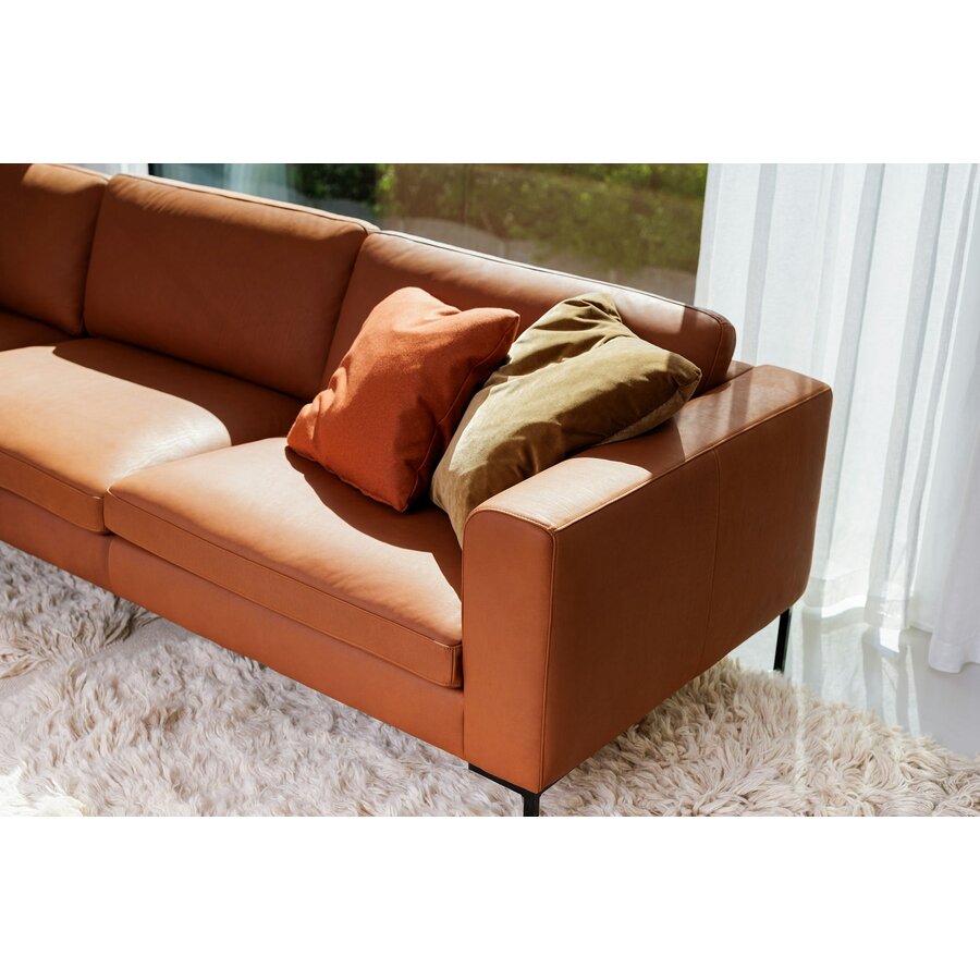 Elton 3-Zits + Chaise Lounge Leer Cognac Rechts/Links