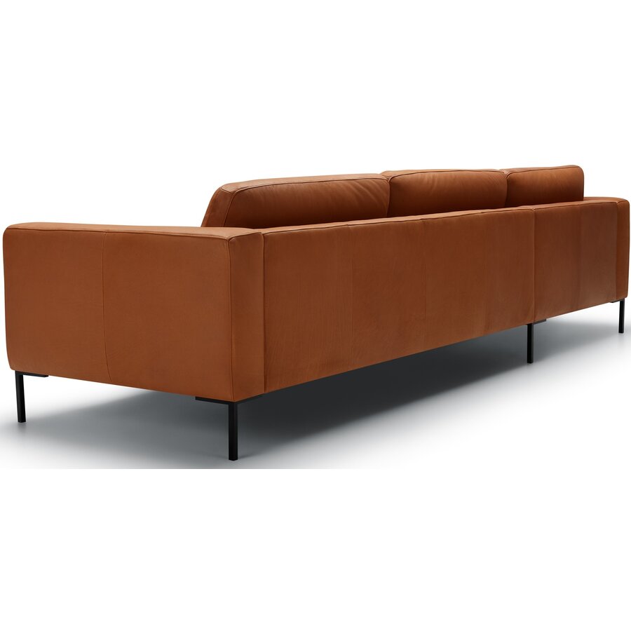 Elton 3-Zits + Chaise Lounge Leer Cognac Rechts/Links