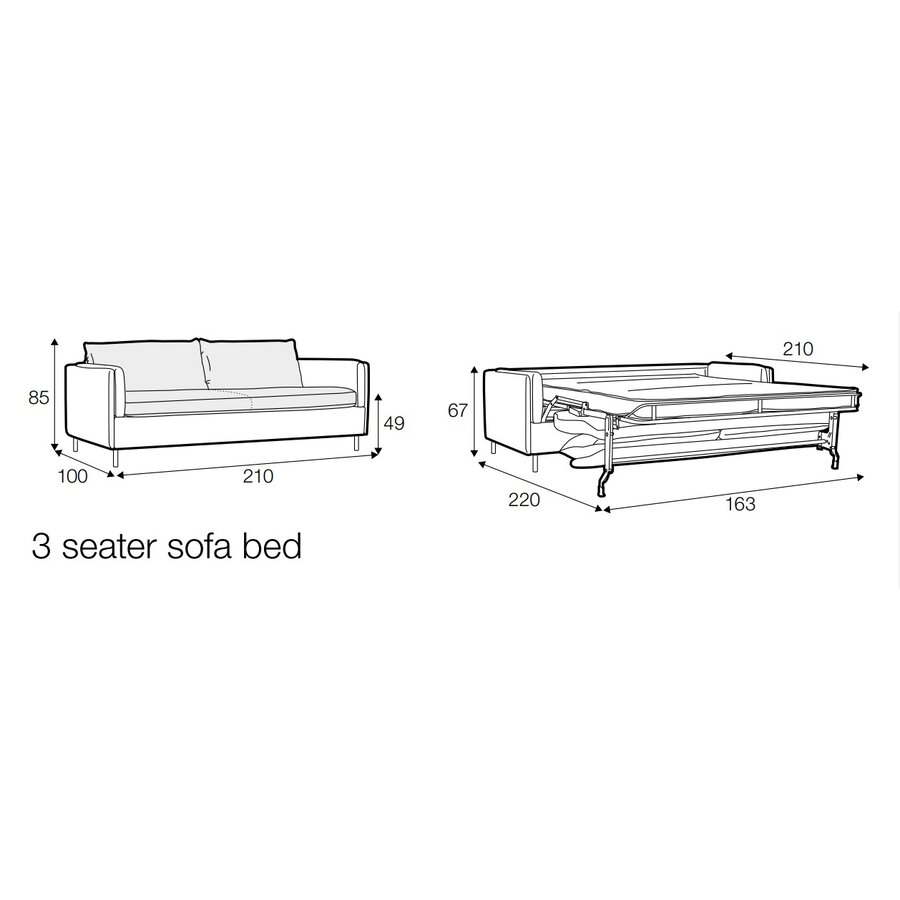 Pixie 3-Zits Slaapbank Nude Pixie 3-Zits Slaapbank Nude