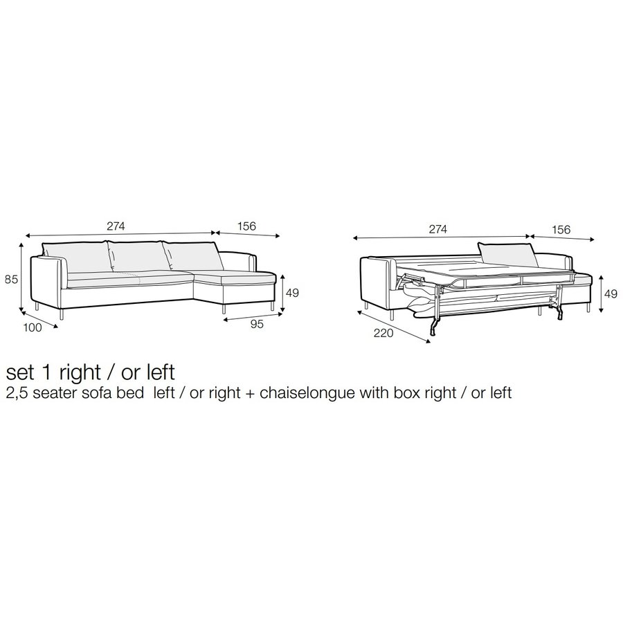 Pixie 2.5-Zits + Chaise Lounge Slaapbank Softbruin Rechts/Links Pixie 2.5-Zits + Chaise Lounge Slaapbank Softbruin Rechts/Links