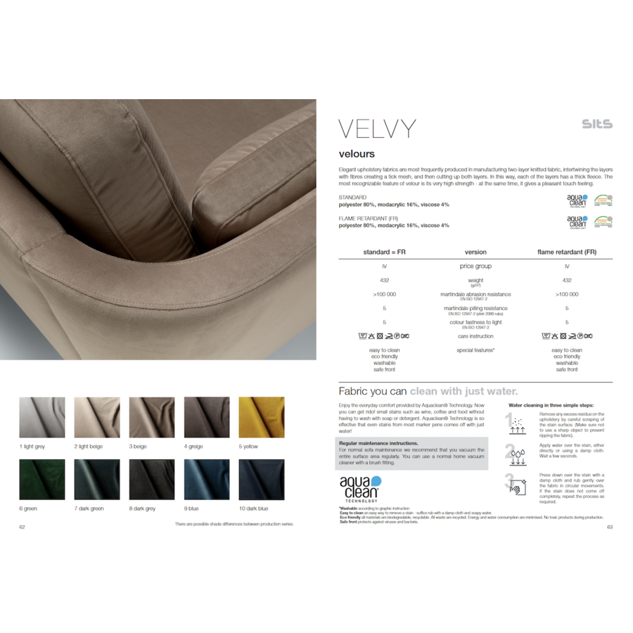 Sits Velvy Donkerblauw Stof Sits Velvy Donkerblauw Stof