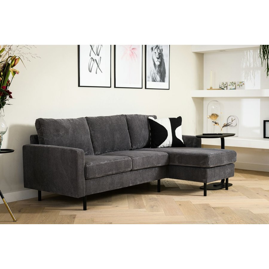 Ralph 3-zits Bank + Chaise Longue Antraciet Rechts/Links Ralph 3-zits Bank + Chaise Longue Antraciet Rechts/Links