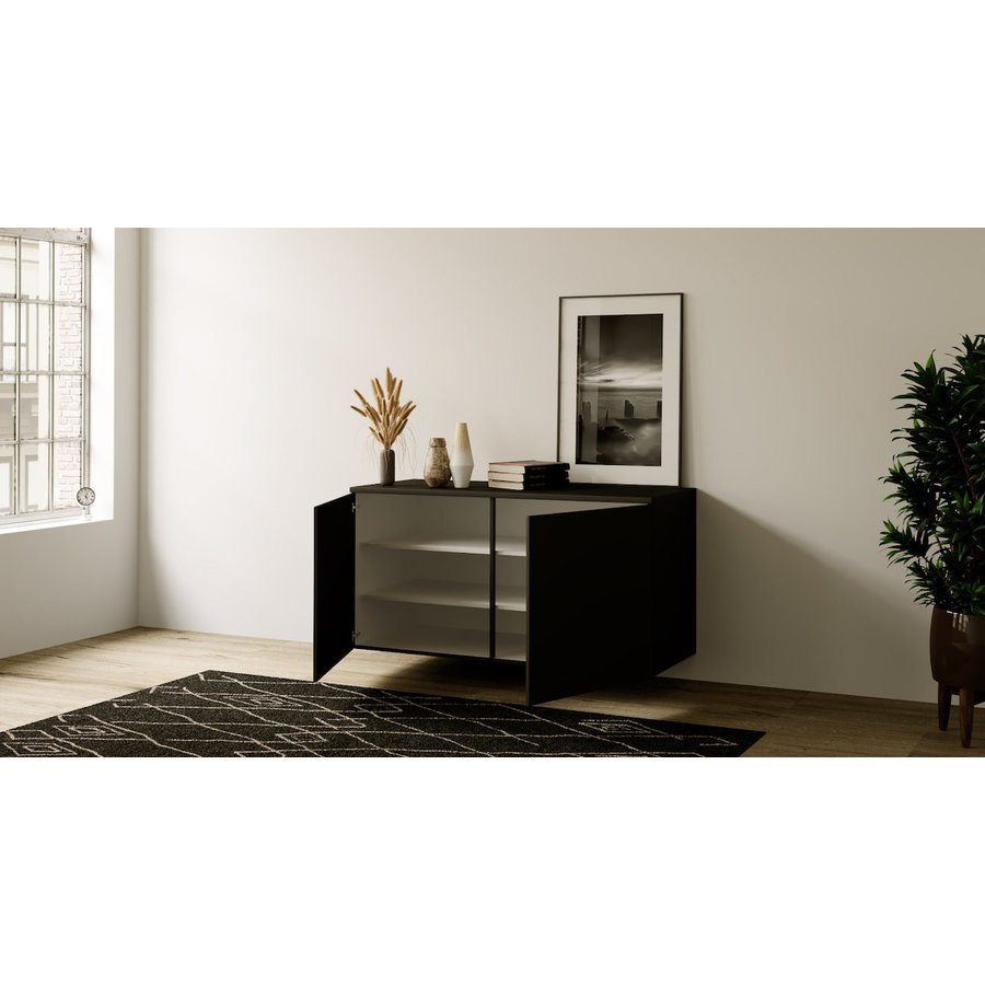 Neve Turin 120 cm Zwevend Dressoir Zwart Neve Turin 120 cm Zwevend Dressoir Zwart
