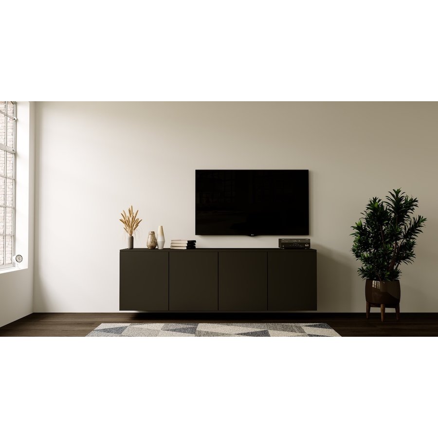 Neve Turin 180 cm Zwevend Dressoir Zwart Neve Turin 180 cm Zwevend Dressoir Zwart