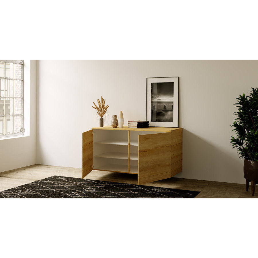 Neve Trendy 120 cm Zwevend Dressoir Eiken Neve Trendy 120 cm Zwevend Dressoir Eiken