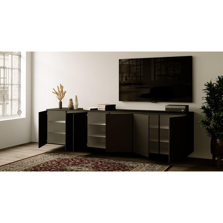 Neve Turin 270 cm Zwevend Dressoir Zwart Neve Turin 270 cm Zwevend Dressoir Zwart