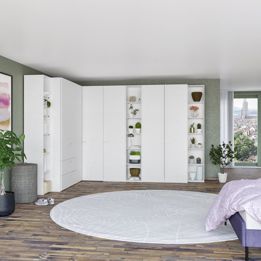 Premium Wit 90° Hoek Kledingkast 4 Deurs Premium Wit 90° Hoek Kledingkast 4 Deurs