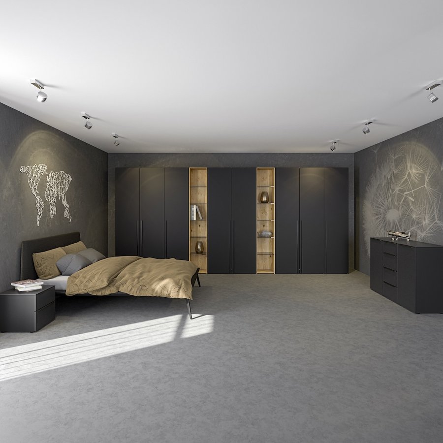 Open Kast met Legplanken Gefineerd Eiken / Zwart