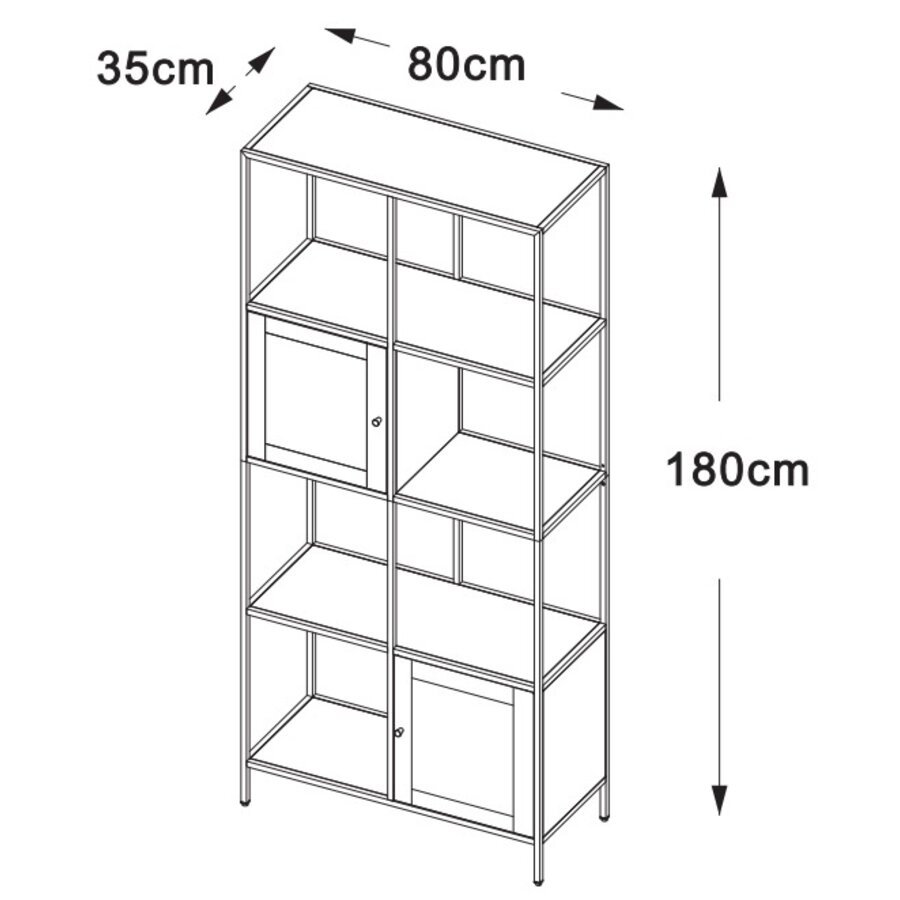 Malibu Boekenkast 2-Deuren H180 cm Zwart Malibu Boekenkast 2-Deuren H180 cm Zwart