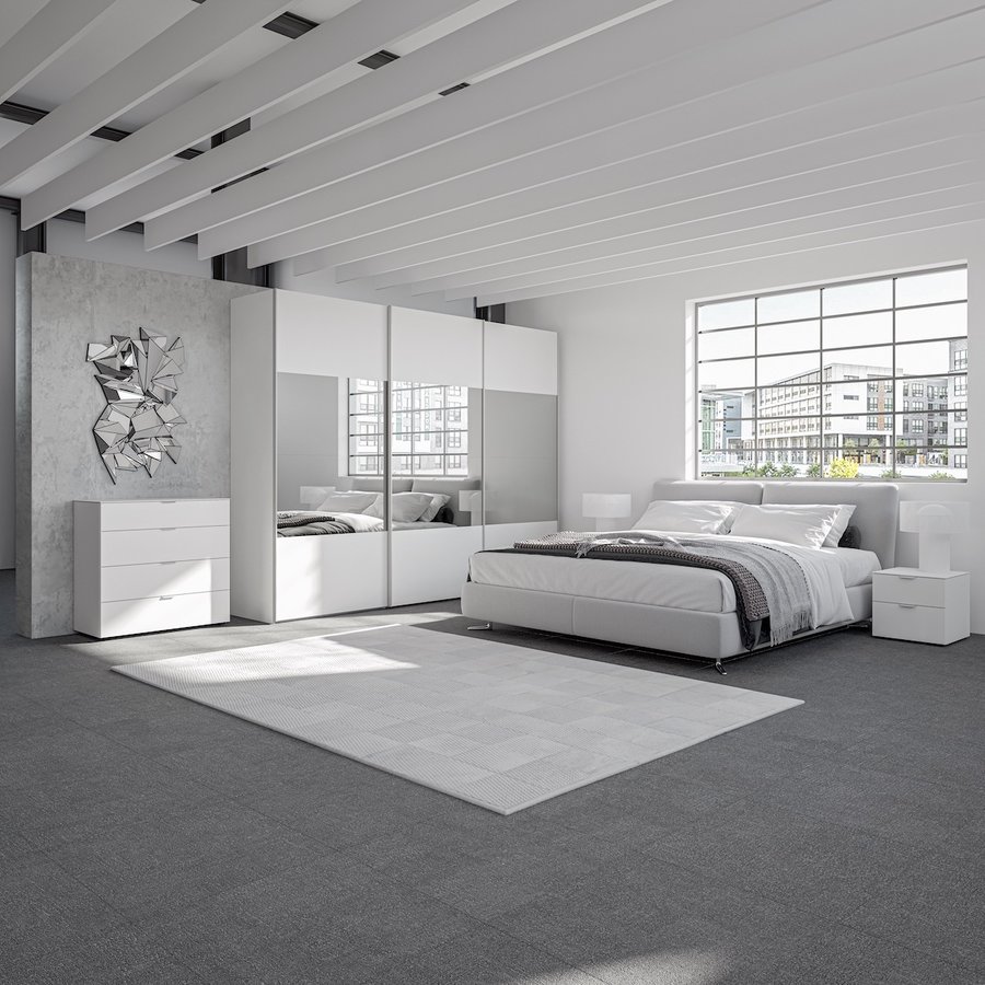 Wit / Spiegel 152 cm Schuifdeur Halkast Wit / Spiegel 152 cm Schuifdeur Halkast