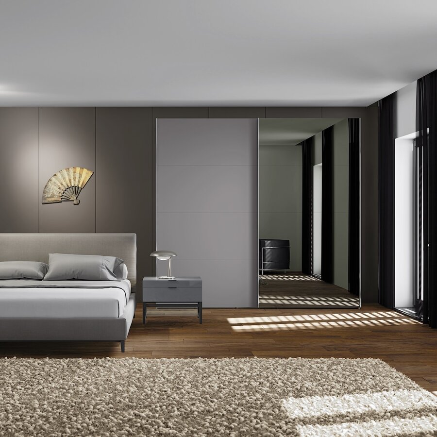 Lichtgrijs / Donker Spiegel Schuifdeurkast 278 cm Lichtgrijs / Donker Spiegel Schuifdeurkast 278 cm