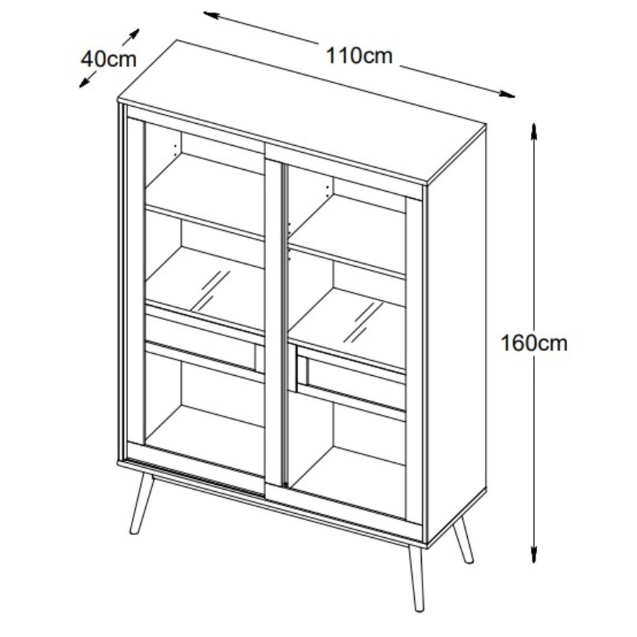 Barrali Vitrinekast Eiken / Rattan