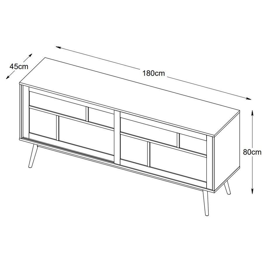 Barrali Dressoir Gerookt Eiken / Rattan