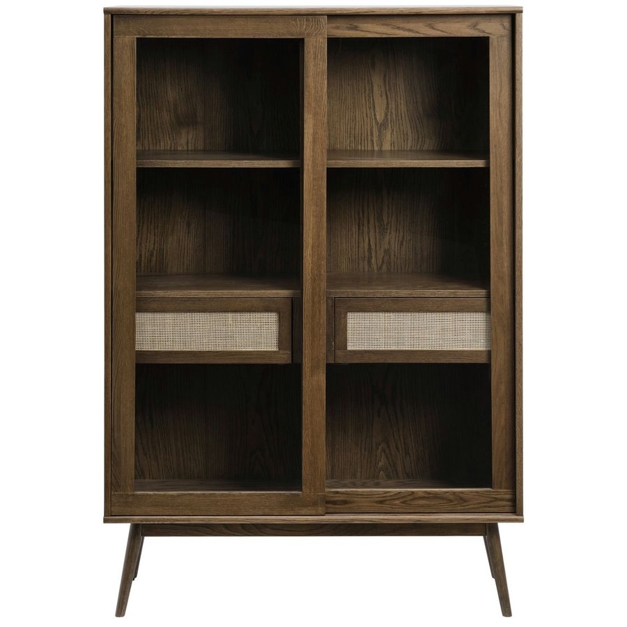Barrali Vitrinekast Gerookt Eiken / Rattan Barrali Vitrinekast Gerookt Eiken / Rattan