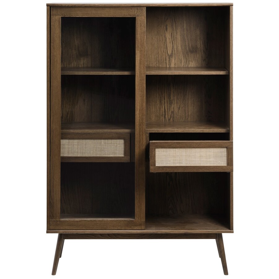 Barrali Vitrinekast Gerookt Eiken / Rattan Barrali Vitrinekast Gerookt Eiken / Rattan