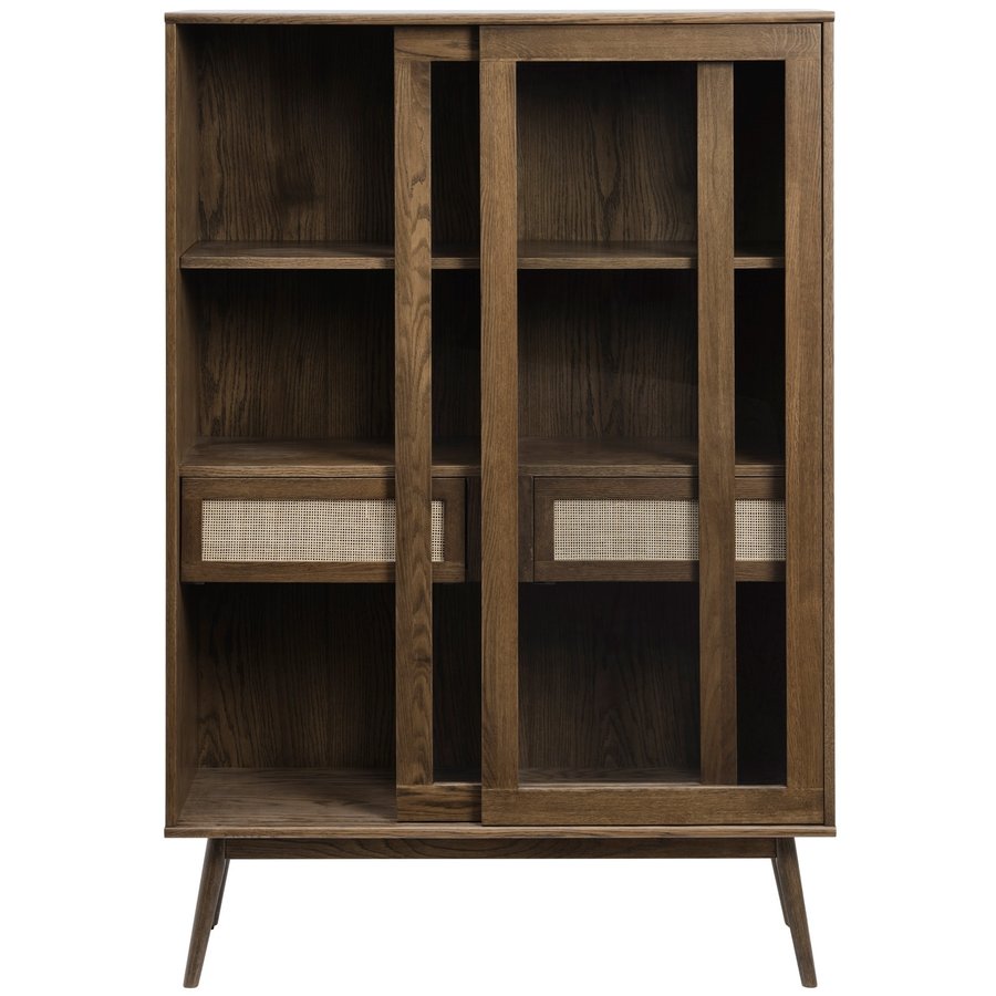 Barrali Vitrinekast Gerookt Eiken / Rattan Barrali Vitrinekast Gerookt Eiken / Rattan