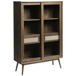 Hygge Interiors Barrali Vitrinekast Gerookt Eiken / Rattan Hygge Interiors Barrali Vitrinekast Gerookt Eiken / Rattan