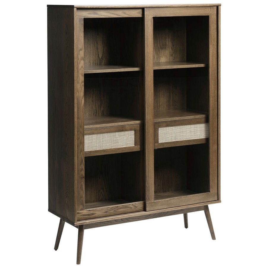 Barrali Vitrinekast Gerookt Eiken / Rattan Barrali Vitrinekast Gerookt Eiken / Rattan