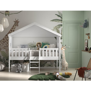 KidsOnly Housebed Verhoogd met Ladder Wit