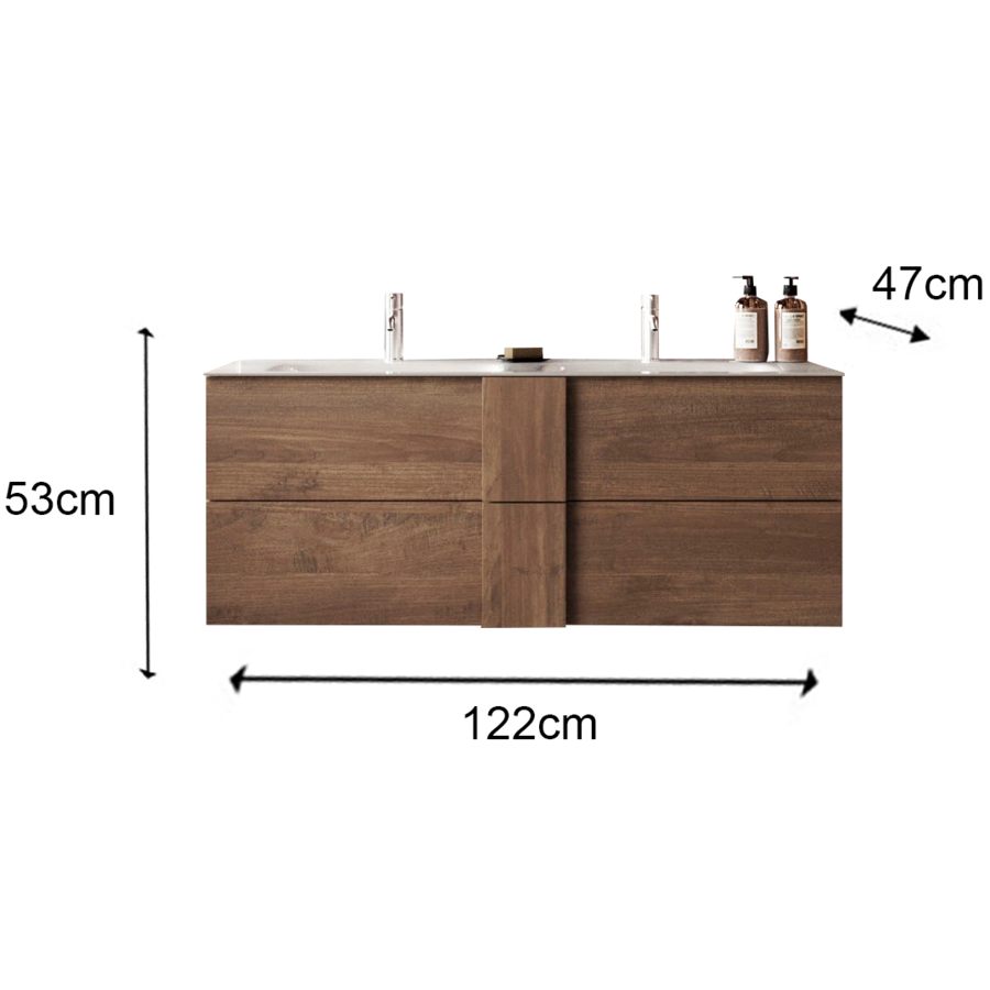 Jupiter 120 cm Zwevend Wastafel en Onderkast Jupiter 120 cm Zwevend Wastafel en Onderkast