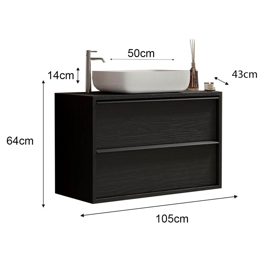 Steel 105 cm Zwevend Wastafel en Onderkast Steel 105 cm Zwevend Wastafel en Onderkast