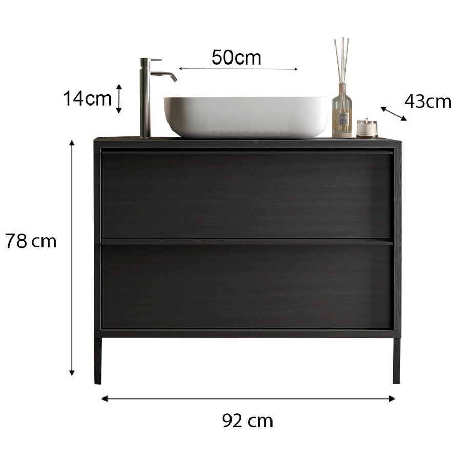 Steel 92 cm Staand Wastafel en Onderkast Steel 92 cm Staand Wastafel en Onderkast