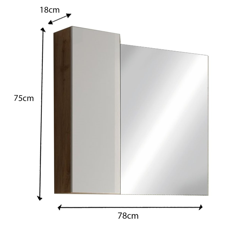 Hamburg 78 cm Wit/Eiken Badkamer Spiegel met Kast Hamburg 78 cm Wit/Eiken Badkamer Spiegel met Kast