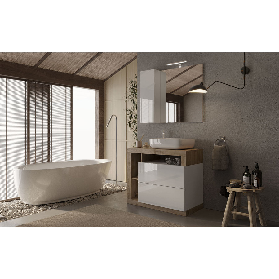 Hamburg 92 cm Eiken Staand Wastafel en Onderkast Hamburg 92 cm Eiken Staand Wastafel en Onderkast