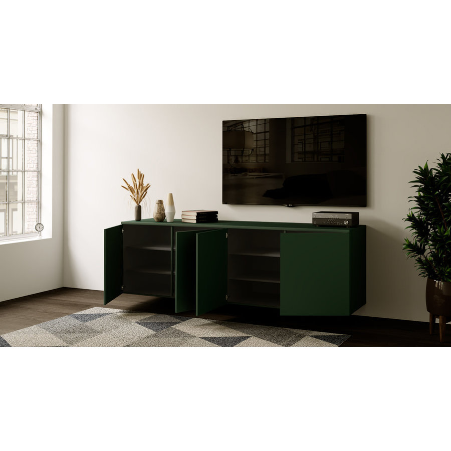 Neve Soft Pro 163 cm Zwevend Dressoir Groen Neve Soft Pro 163 cm Zwevend Dressoir Groen