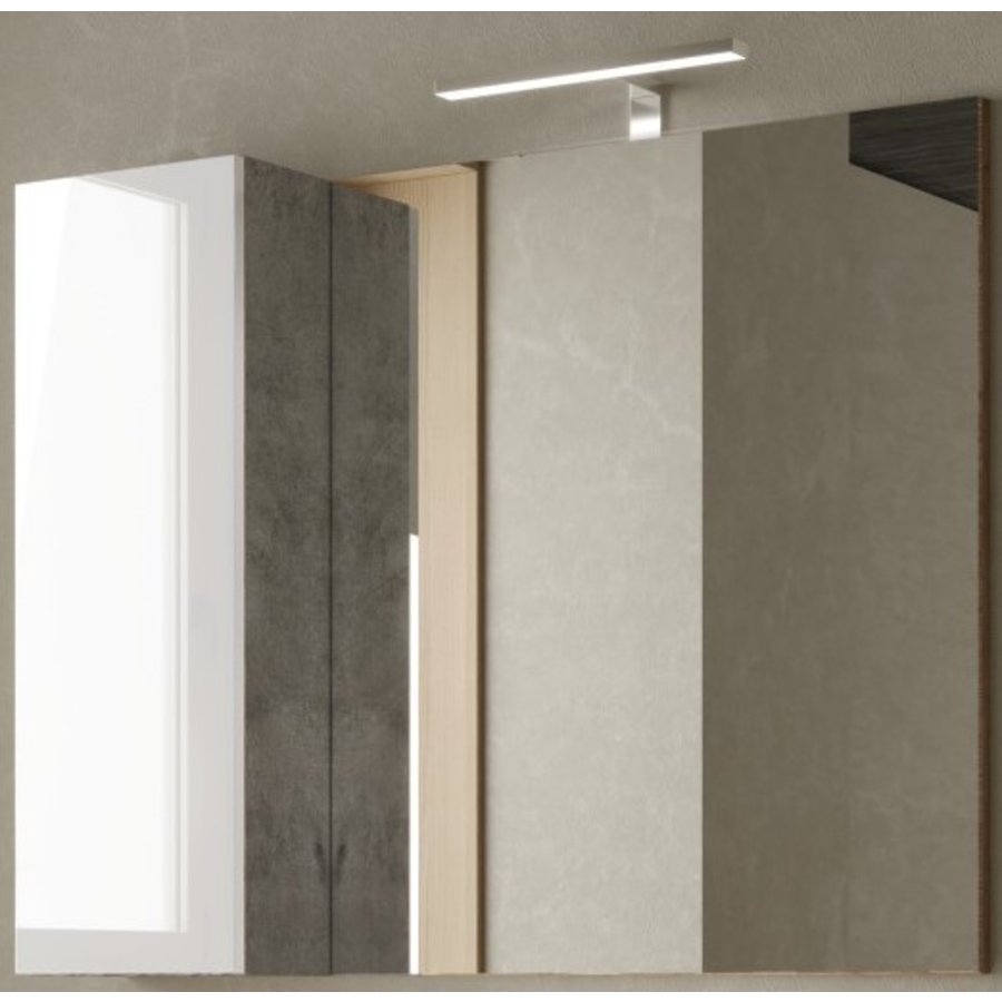 Hamburg 92 cm Wit/Beton Badkamer Spiegel met Kast Hamburg 92 cm Wit/Beton Badkamer Spiegel met Kast