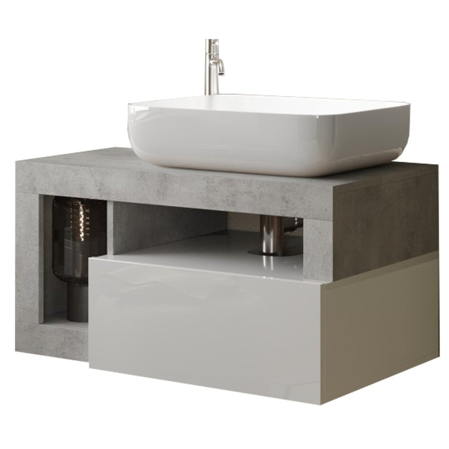 Hamburg 79 cm Zwevend Wastafel en Onderkast Beton Hamburg 79 cm Zwevend Wastafel en Onderkast Beton