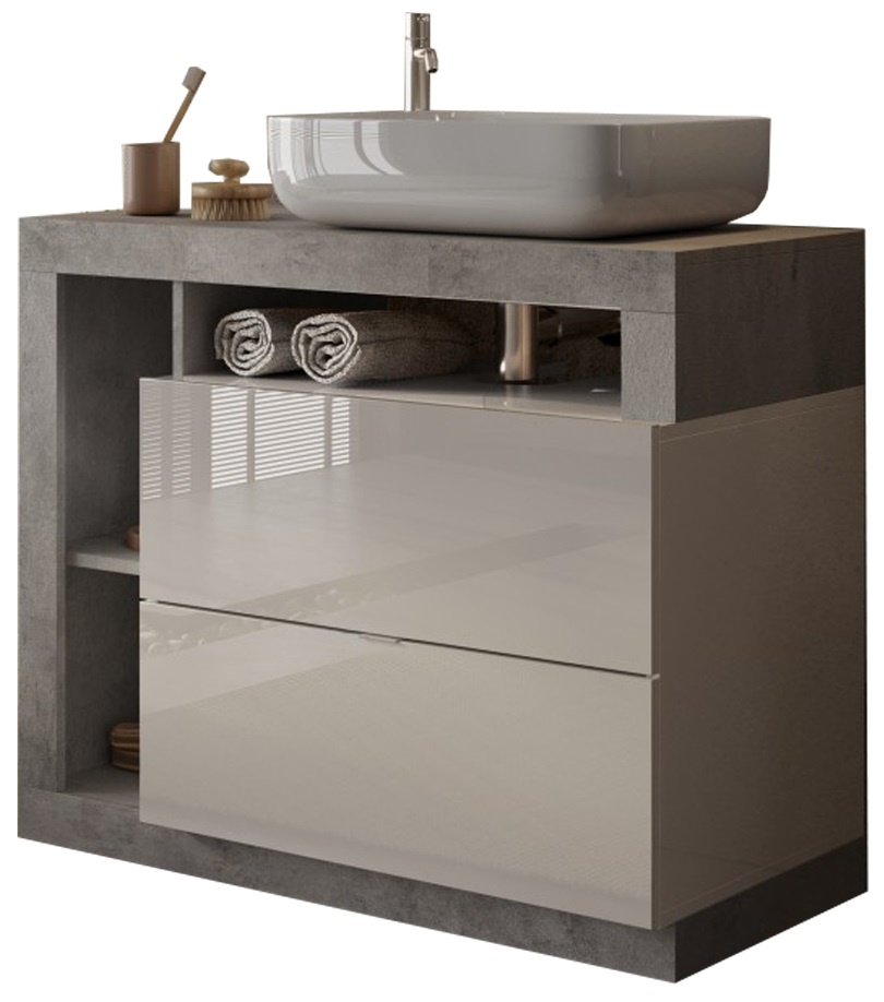 Benvenuto Design Hamburg 92 cm Beton Staand Wastafel en Onderkast