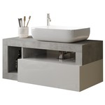 Benvenuto Design Hamburg 92 cm Zwevend Wastafel en Onderkast Beton Benvenuto Design Hamburg 92 cm Zwevend Wastafel en Onderkast Beton