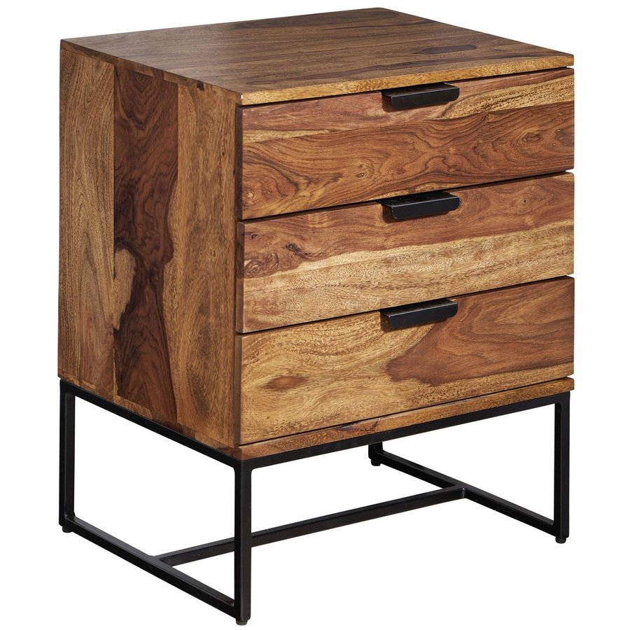 Mumbai Massief Hoog Nachtkastje met 3 Lades Mumbai Massief Hoog Nachtkastje met 3 Lades