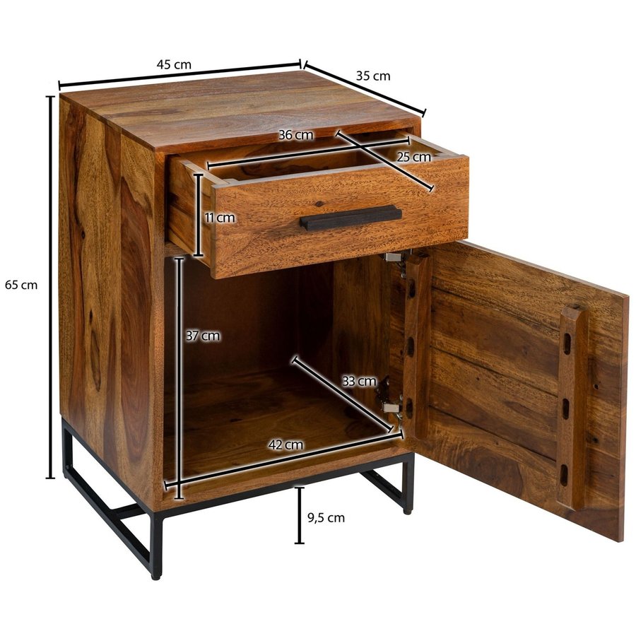 Mumbai Massief Hoog Nachtkastje 1 Deur 1 Lade Mumbai Massief Hoog Nachtkastje 1 Deur 1 Lade