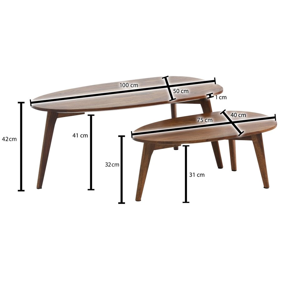 Mumbai Massief Sheesham Hout Salontafel Set Mumbai Massief Sheesham Hout Salontafel Set