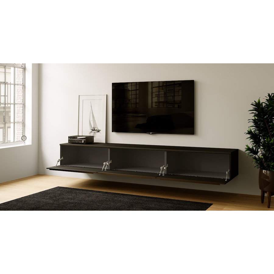 Levana Turin Zwart 300 cm TV Wandmeubel Levana Turin Zwart 300 cm TV Wandmeubel