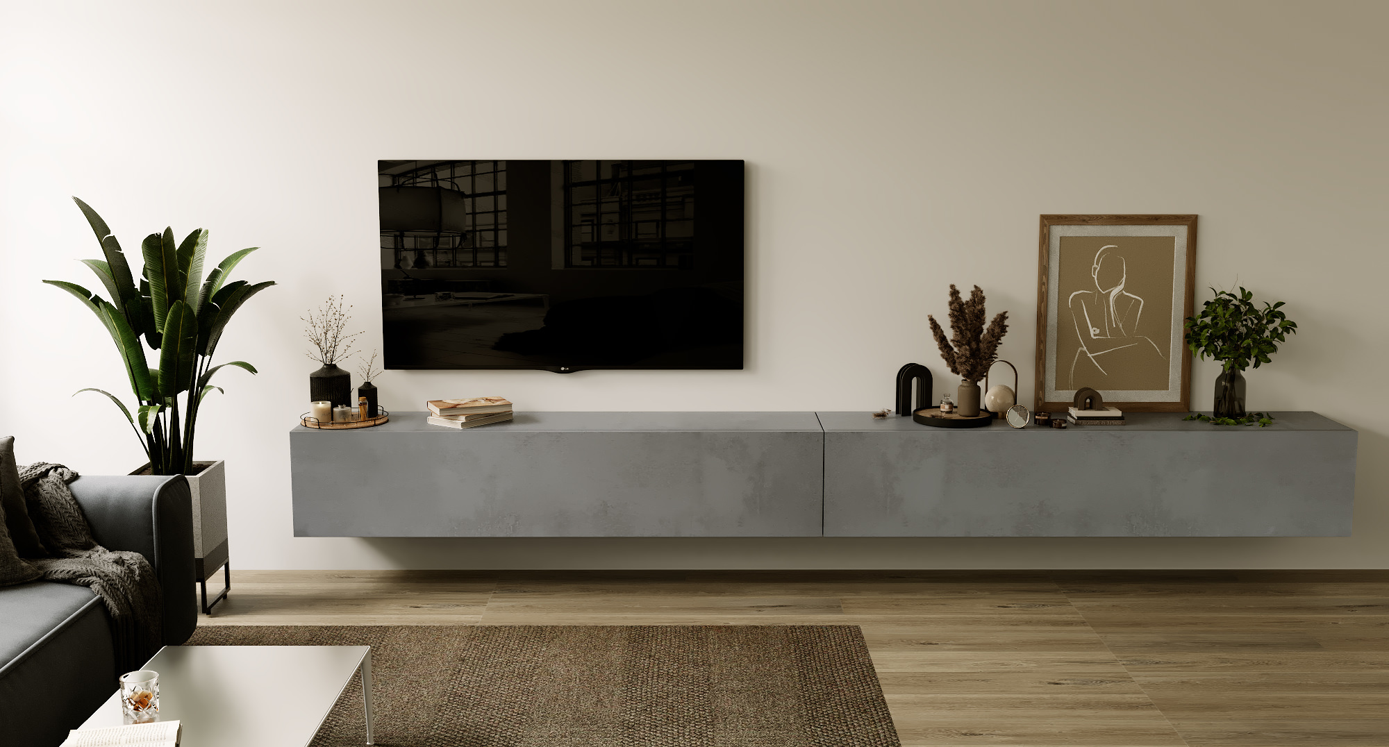 Nova Design Credenza 276 cm Beton TV Wandmeubel