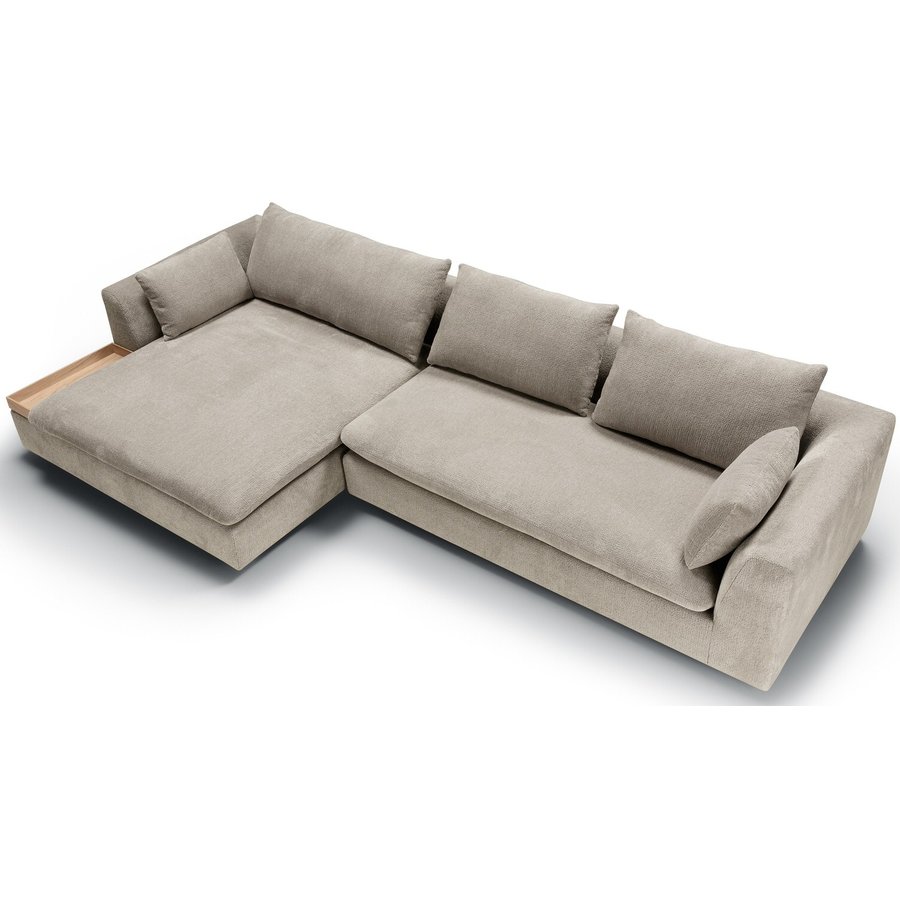 Milou Lichtgrijs 3-zits Hoekbank met Tray Links