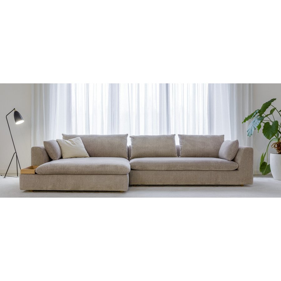 Milou Lichtgrijs 3-zits Hoekbank met Tray Links