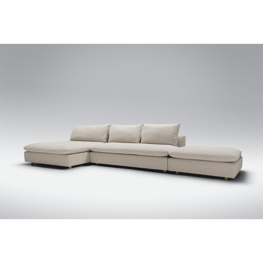 Milou Natural 3-zits Open End Hoekbank met Voetstoel