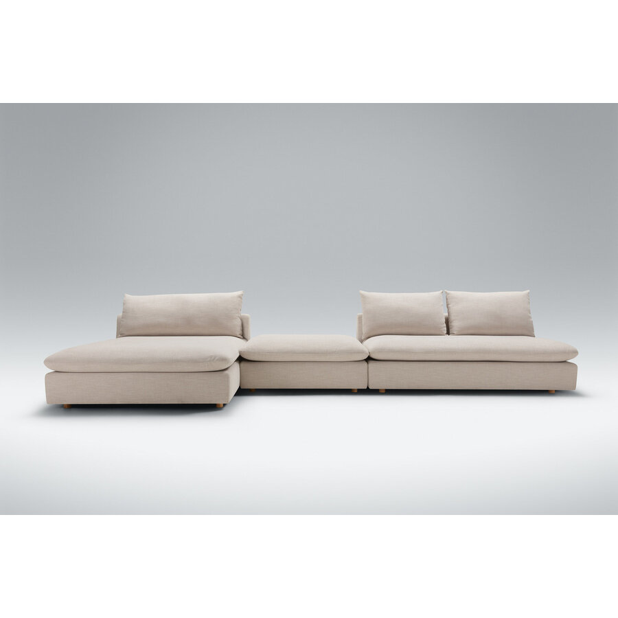 Milou Natural 3-zits Open End Hoekbank met Voetstoel