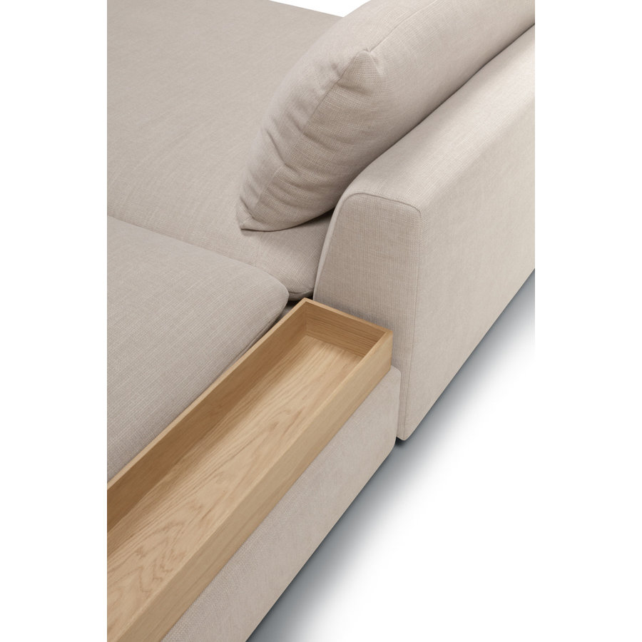 Milou Natural 3-zits Open End Hoekbank met Voetstoel