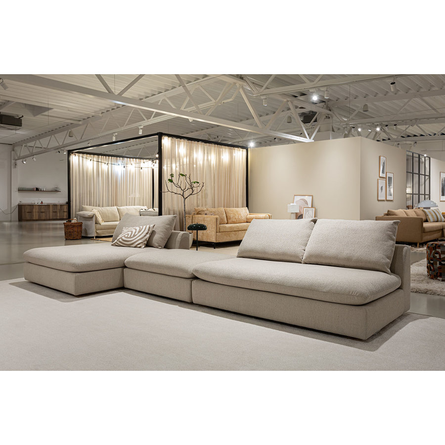 Milou Beige 3-zits Open End Hoekbank met Voetstoel Milou Beige 3-zits Open End Hoekbank met Voetstoel