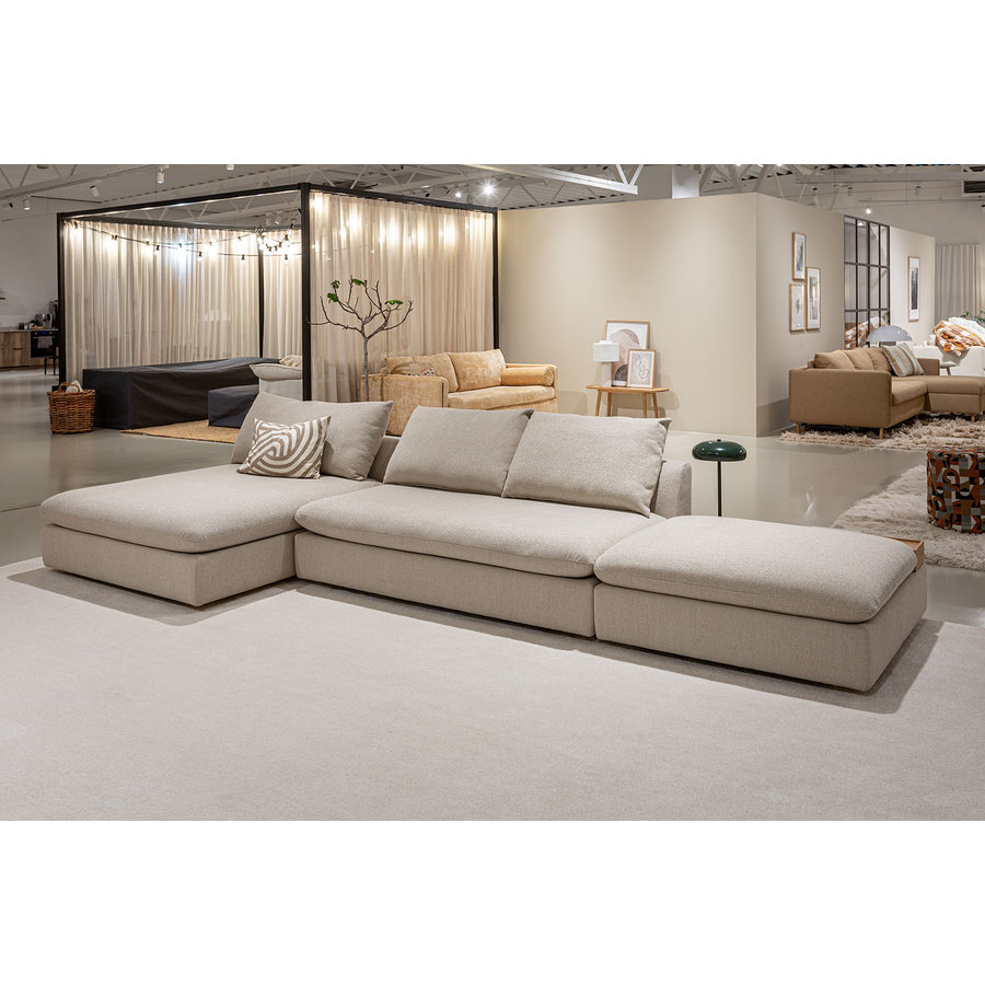 Milou Beige 3-zits Open End Hoekbank met Voetstoel Milou Beige 3-zits Open End Hoekbank met Voetstoel