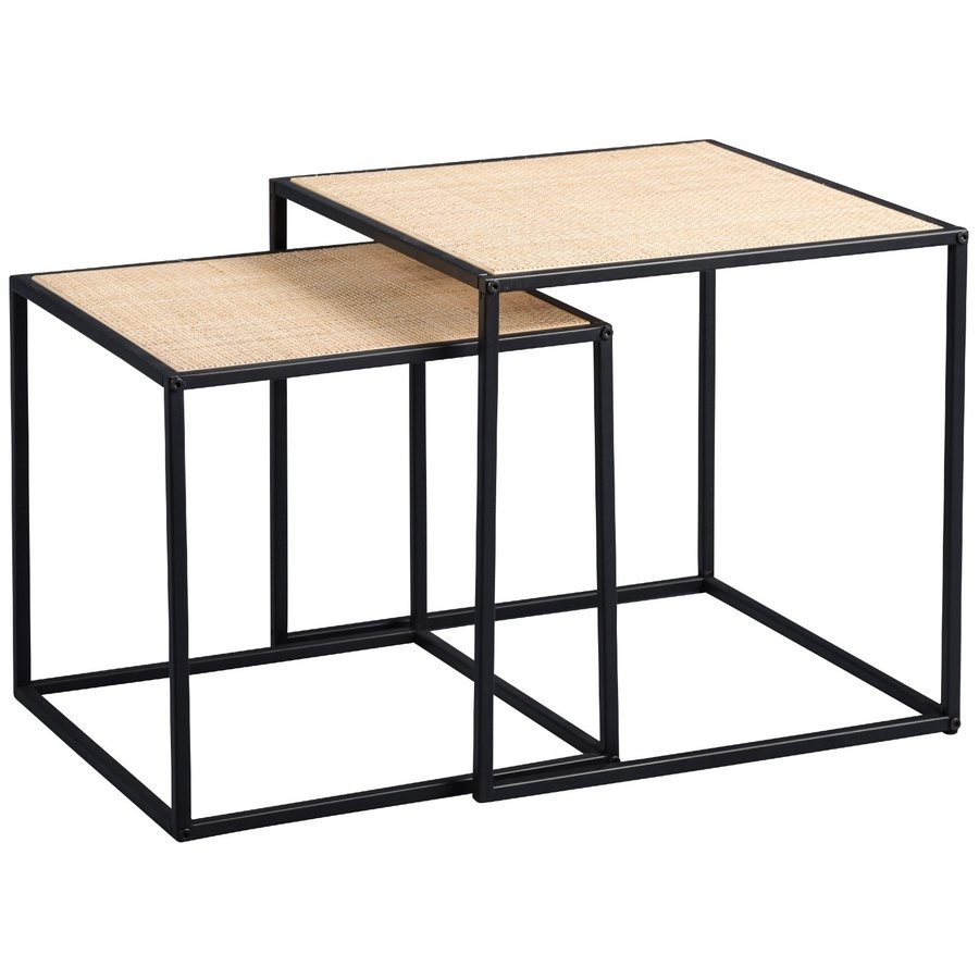 Luke Vierkante Bijzettafel Set Rattan