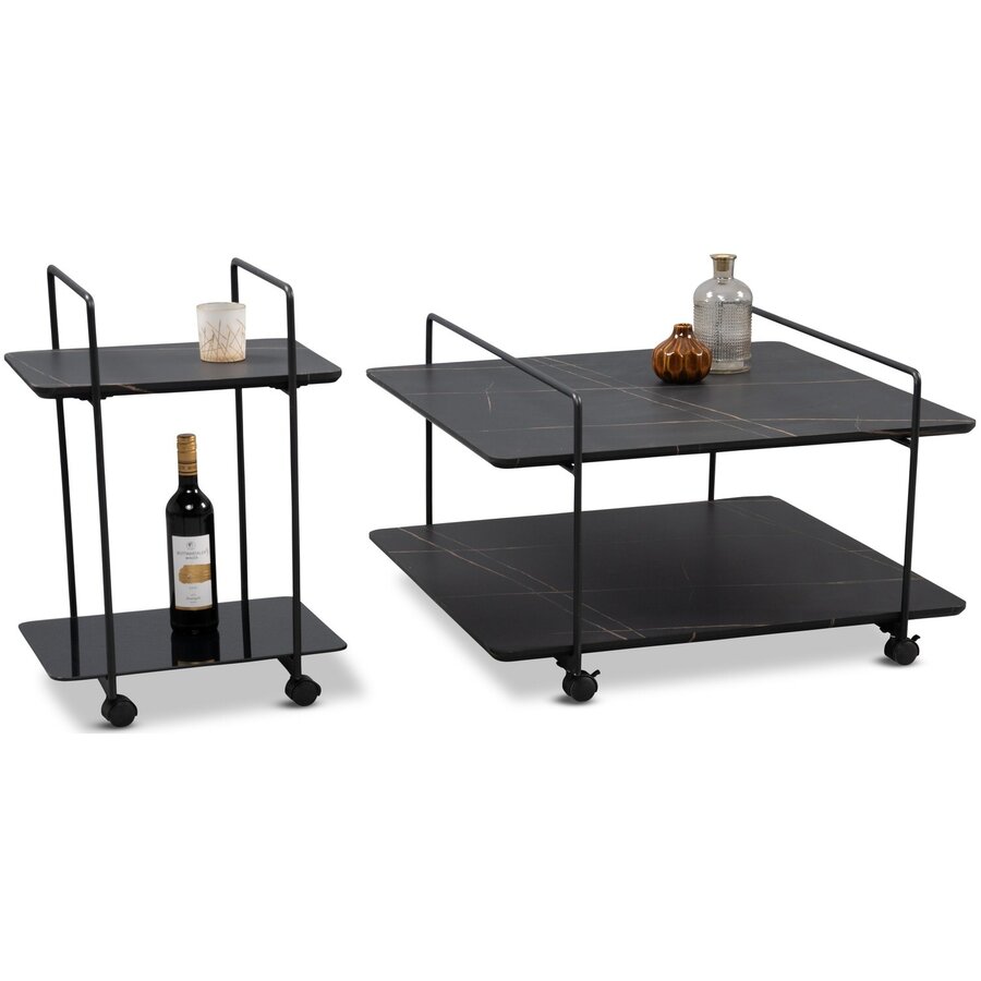 Doppio Marmerlook Zwart Salontafel